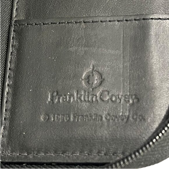 Franklin Covey Vintage Black Leather Full Zip Around Planner Organizer Compact S - Picture 9 of 10